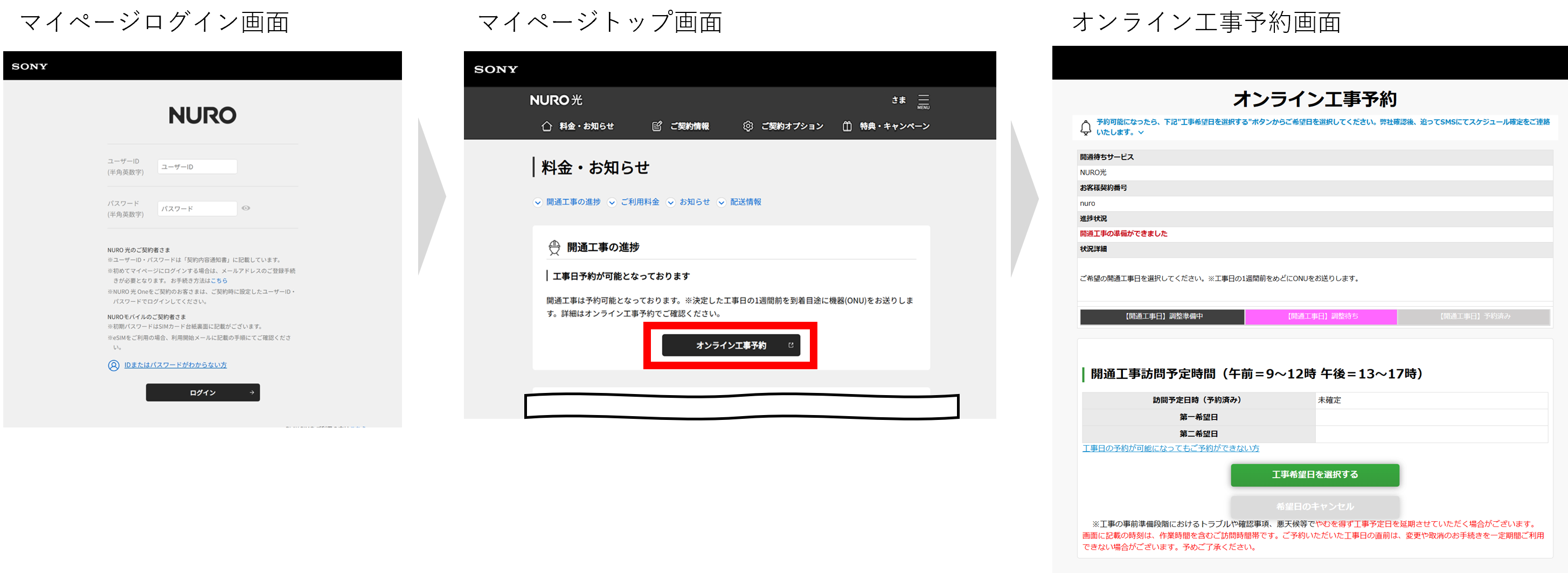 マイぺからの画面遷移